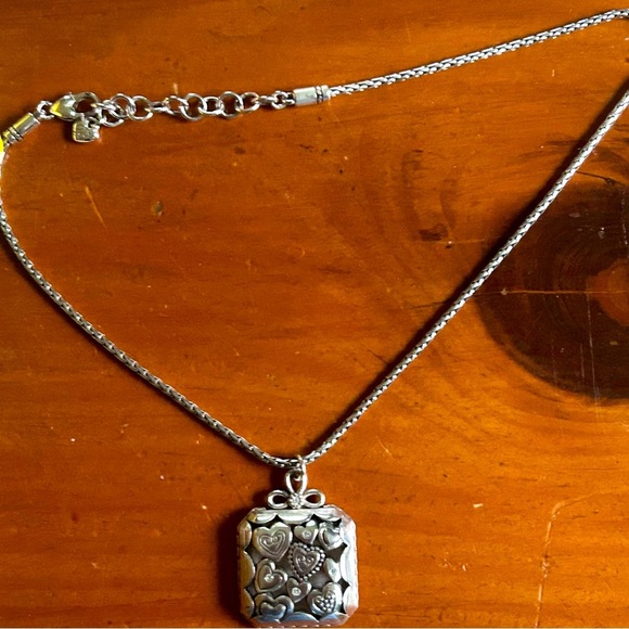 Brighton Square Pendant with Silver Hearts Necklace comes with Cloth Bag Retired - Picture 3 of 12